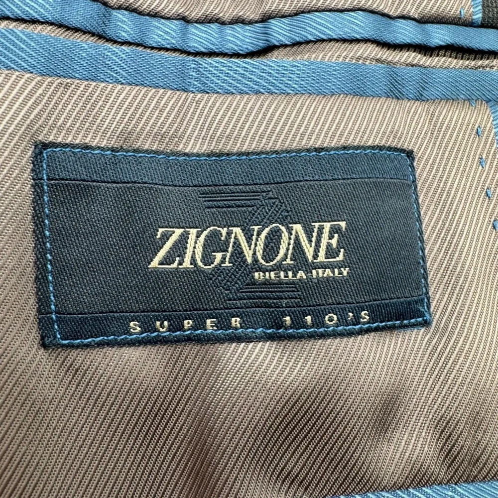 EGARA ZIGNONE Men's 42R W34 Charcoal Gray Italian Wool Slim Fit 2 Piece Suit